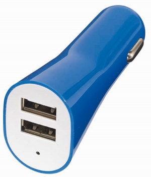 Ładowarka samochodowa DRIVE 2 USB, niebieski